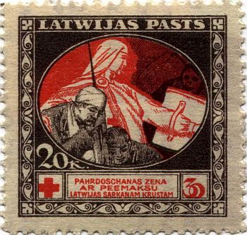 Lettország - Ápoló és sebesült katona (1920)